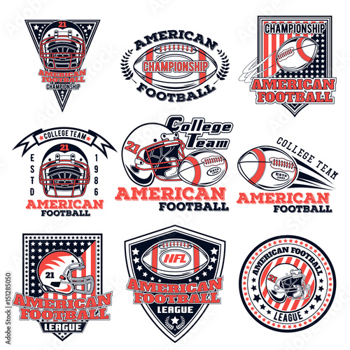 Fixed of vector emblems upon an American soccer concept for style photo about Printable College Logos known as Fastened of vector trademarks upon an American soccer topic for structure