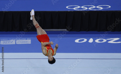 Zhu Xiaodong Of China Performs His Floor Routine During The