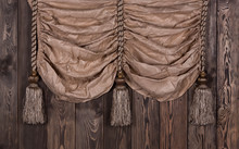 Luxurious Golden Tassels For The Curtain, Interior Decoration, Wooden Wall