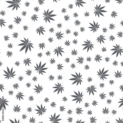 Naklejka - mata magnetyczna na lodówkę Wzór pattern z liśćmi marihuany