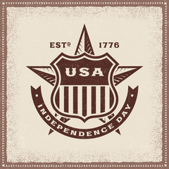 Wall Mural - Vintage USA Independence Day Label