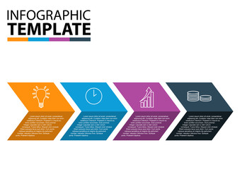 four step vector arrow infographic template with icons