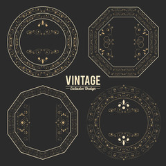 Canvas Print - vintage exclusive set of luxury golden badges and stickers. royal flourishes vector illustration