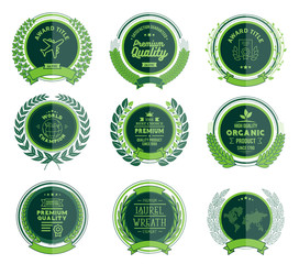 Wall Mural - luxury green badges laurel wreath collection