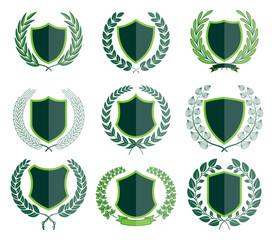 Wall Mural - luxury green badges laurel wreath collection