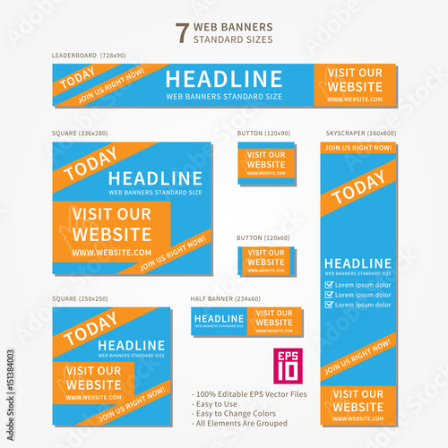 Vector Business Standard Size Web Banners Set Visit Our Website