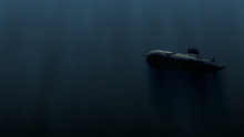 Submarine Underwater With Bobm Explosion 3d Illustration