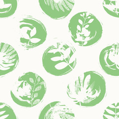 Aufkleber - seamless pattern with hand drawn circles and leaves