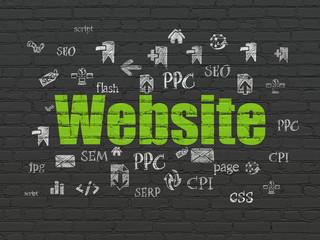 Web development concept: Website on wall background