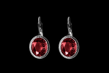 Wall Mural - Ruby earrings isolated