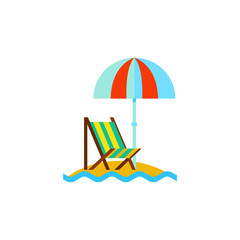 Sticker - Beach umbrella and lounge chair icon