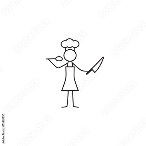 Restaurant chef, cook, waiter stick figure - Buy this stock vector and ...