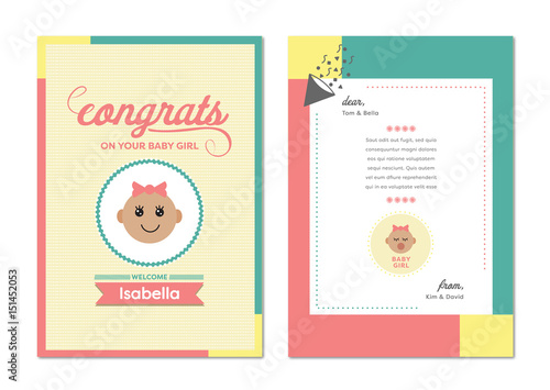 vector icon of congratulation greeting card on birth of baby girl birth of baby girl