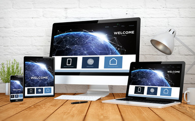 Wall Mural - cool website responsive design earth screen multidevices