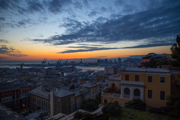 Wall Mural - GENOA (GENOVA), ITALY,  JANUARY, 24, 2017 - View of the port at night of Genoa (Genova), Italy