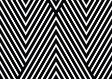 Vector Seamless Pattern. Decorative Ornament, Figurative Design Template With Striped Black White Triangles. Background, Texture With Optical Illusion Effect. Decor For Card Tile Textile Parquet Wall