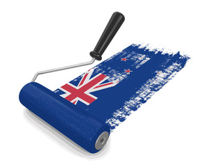 Wall Mural - Paint roller with New Zealand flag. Image with clipping path