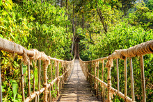Beautiful Footbridge Made From Rope And Bamboo