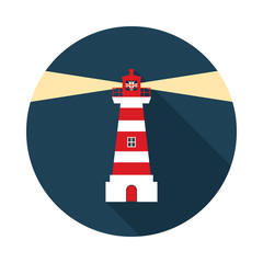 Wall Mural - Lighthouse circle icon with long shadow. Flat design style.