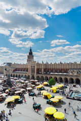 Wall Mural - above view of Market square Rynek Glowny with Cloth hall Sukennice in Krakow, Poland