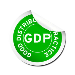 Sticker - Green GDP (Good distribution practice) sticker on white background