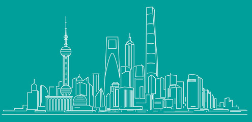 Fototapete - Shanghai skyline