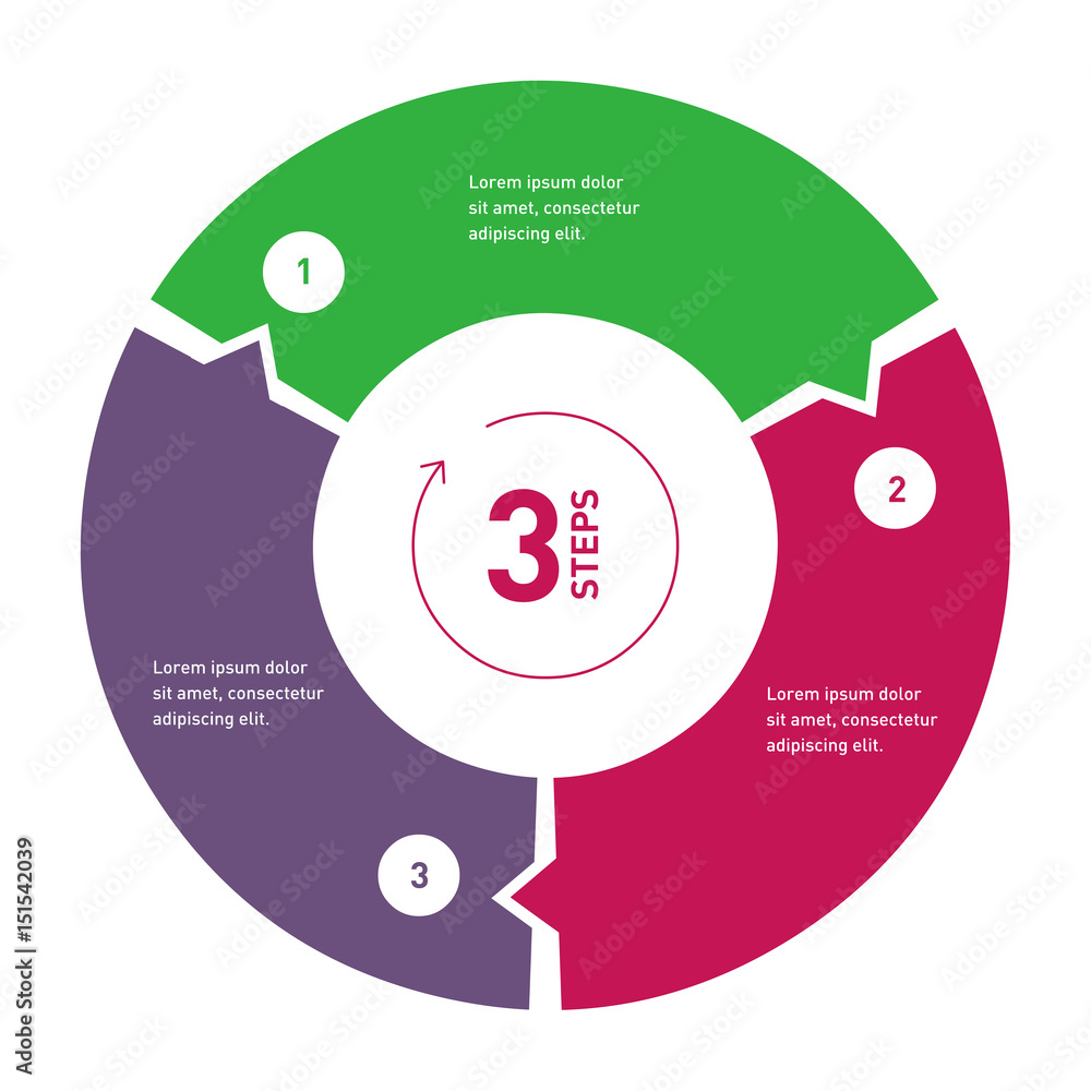 3 step process circle infographic. Template for diagram, annual report ...