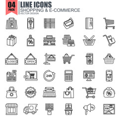 Poster - Simple set of online shopping line icons