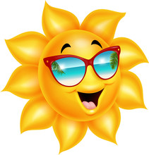 Cartoon Sun Character Wearing Sunglasses