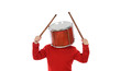 Child with a drum on the head