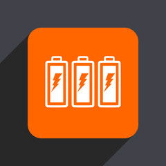 Aufkleber - Battery orange flat design web icon isolated on gray background