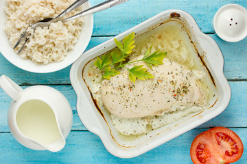 Wall Mural - Healthy yogurt marinated chicken breast