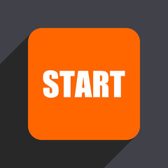 Aufkleber - Start orange flat design web icon isolated on gray background