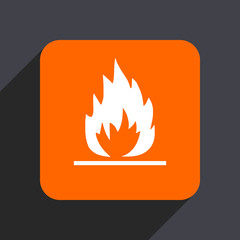 Fototapete - Flame orange flat design web icon isolated on gray background
