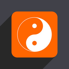 Aufkleber - Ying yang orange flat design web icon isolated on gray background