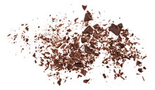 Pile Chopped, Milled Chocolate Isolated On White, Top View