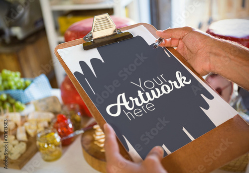 Download Hands Holding a Clipboard and Pen Mockup. Buy this stock ...