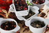 Fototapeta Mapy - Pyramid of tea containers