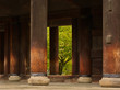 Japanese temple wooden gate pillars