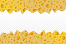 Vector Realistic Isolated Cheese Borders On The Transparent Background.
