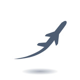 Fototapeta  - Airplane flight tickets air fly travel takeoff silhouette element. Plane symbol. Travel icon. Flat design.