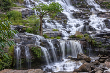 Mae Ya Waterfall in Rain Forest at Doi Inthanon National Park in Chiang Mai ,Thailand
