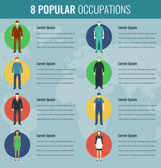 Wall Mural - Popular occupations in the world. Profession icons set. Vector