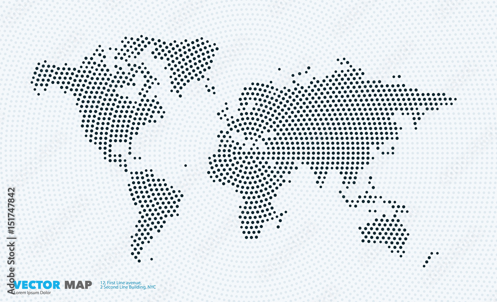Vector world map with rounds, spots, dots for business templates Stock ...