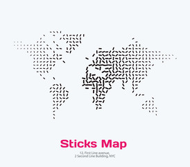  Vector world map with sticks, lines for business templates, broc
