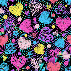 Canvas Print - pattern with colorful hearts.