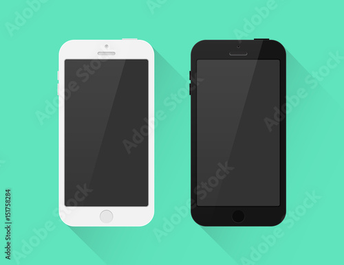 Fotografía Smartphone schwarz weiß Icon Flat Design Vektor Grafik Illustration
