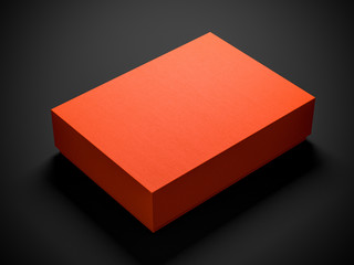 Wall Mural - Orange textured Box Mockup on dark background. 3d rendering