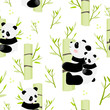 Pandas seamless pattern, vector illustration