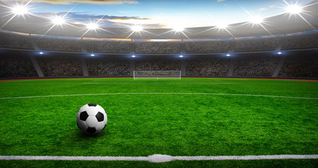 Poster - Soccer ball on green stadium